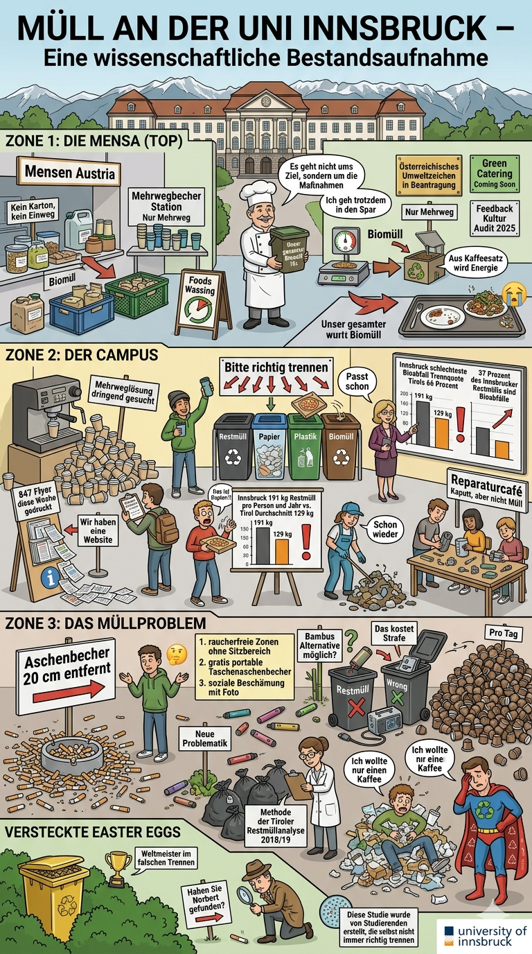 Müll an der Uni Innsbruck Comic